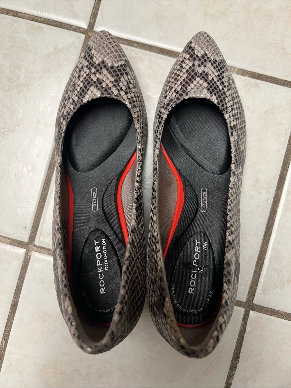 Rockport Women's Snake-Print Pointed Pump in Taupe and Black